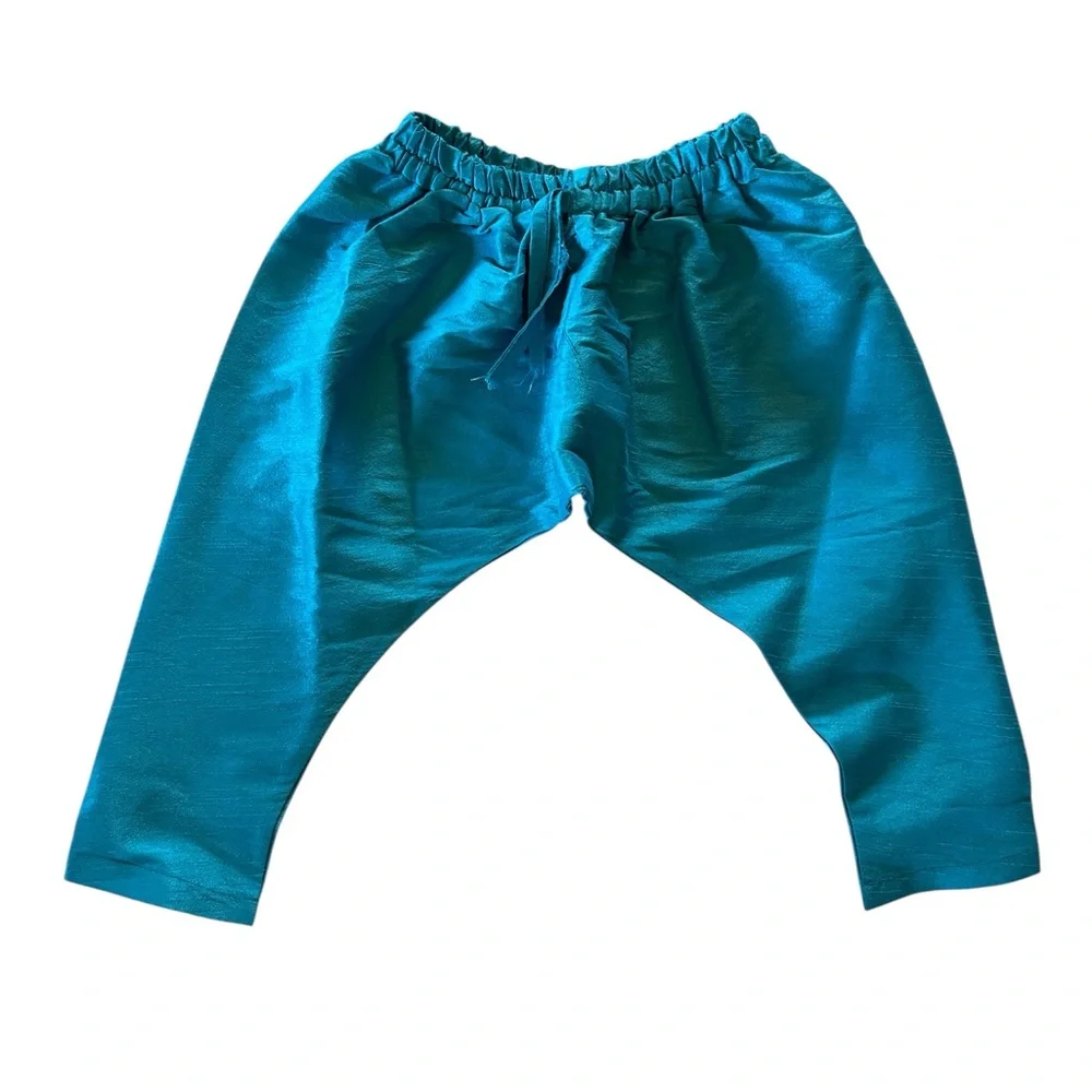 Boys Indian Wedding Sherwani Kurta Set Gold Teal Embroidered 9-12M Wedding